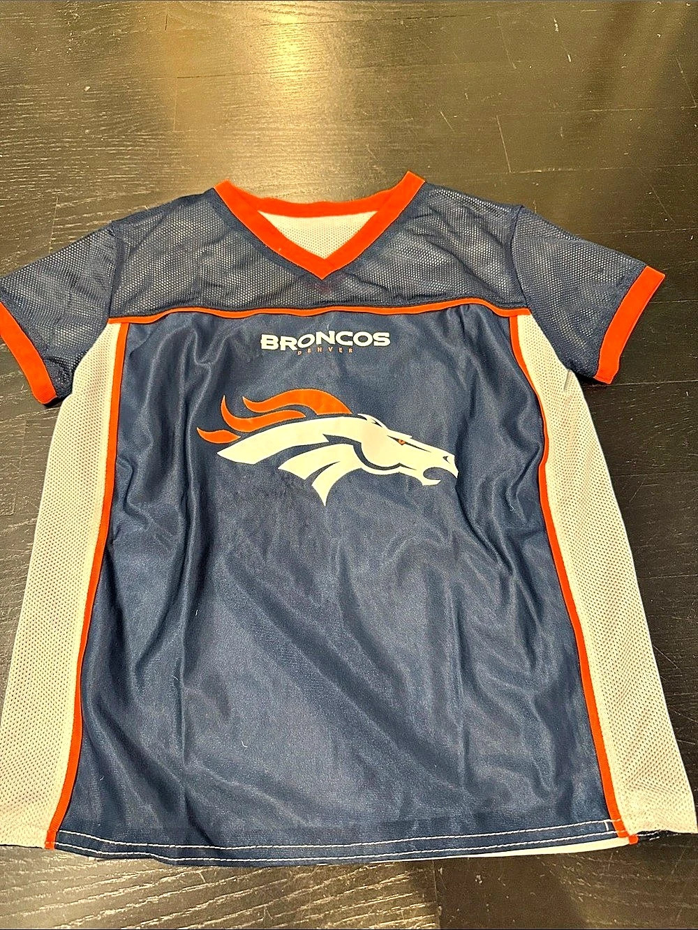 NFL Denver Broncos NFL Flag Football Jersey Boys Medium Reversible White & Blue